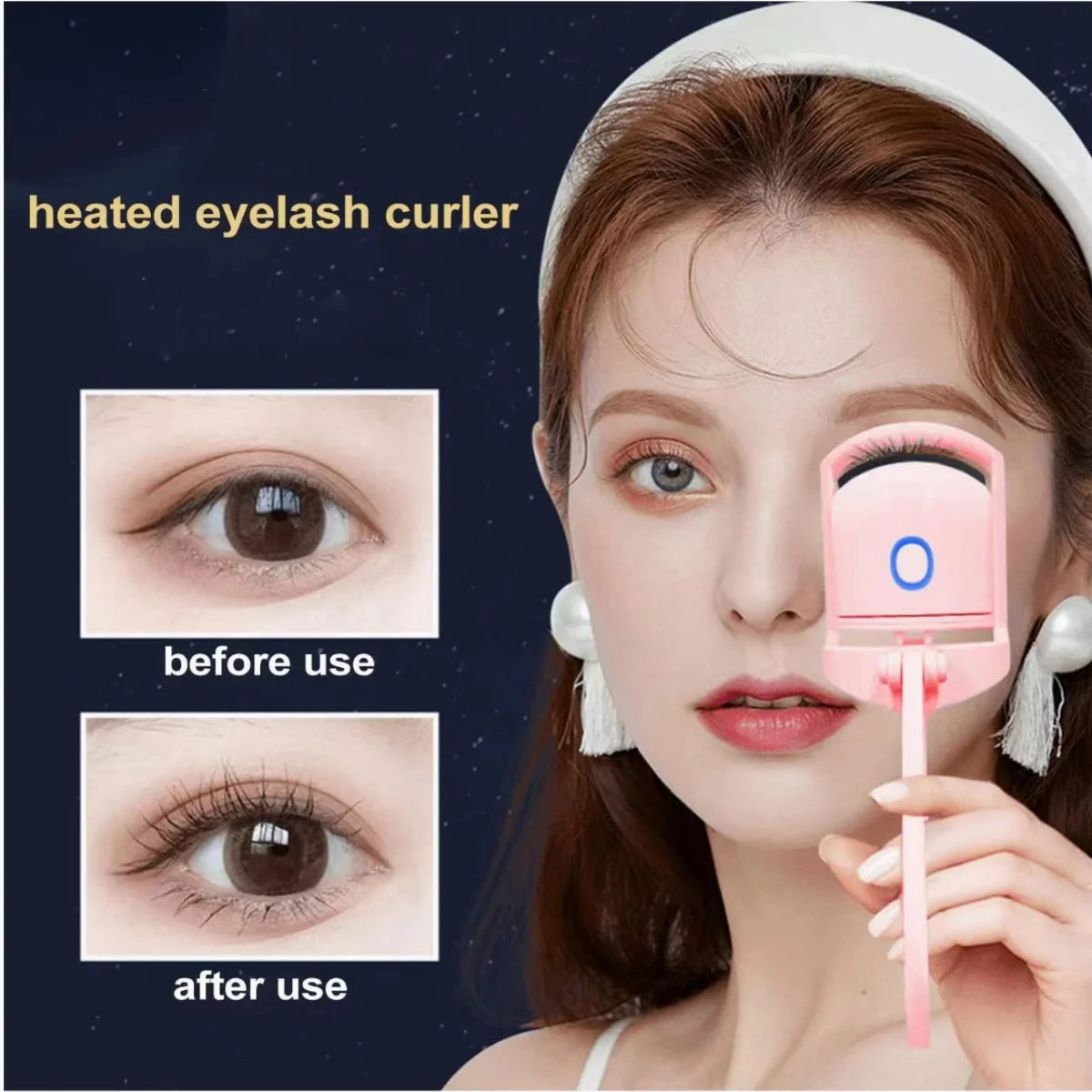 Heated Eyelash Curler Electric 2-Level Temperature Control Long-lasting Curling and Shaping Portable Rechargeable Eyelash Curler