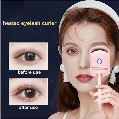 Heated Eyelash Curler Electric 2-Level Temperature Control Long-lasting Curling and Shaping Portable Rechargeable Eyelash Curler