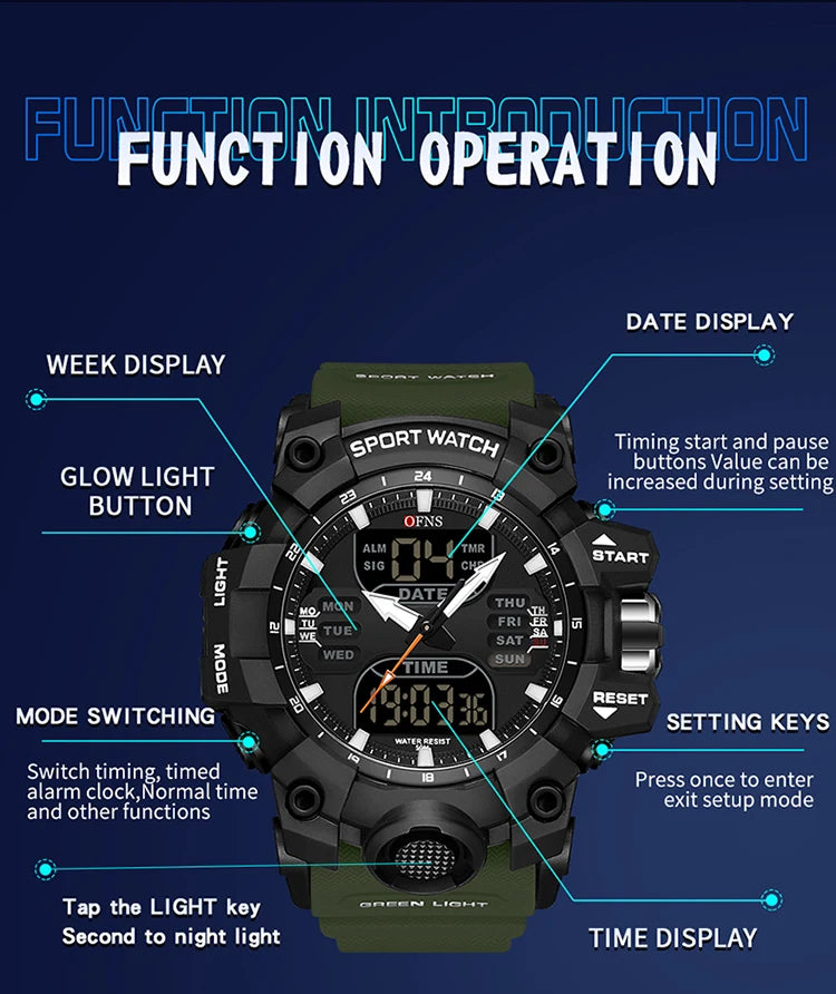 OFNS Outdoor Watches For Men G Style 50M Waterproof