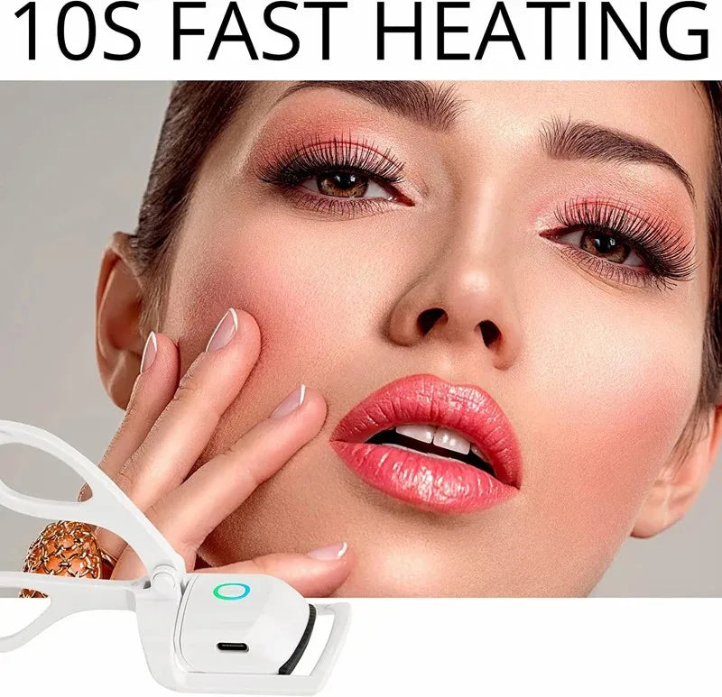 Heated Eyelash Curler Electric 2-Level Temperature Control Long-lasting Curling and Shaping Portable Rechargeable Eyelash Curler