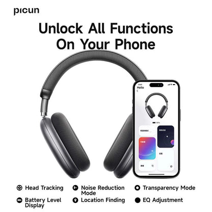 Picun F8 Pro ANC Wireless Headphones Head Tracking 3D Spatial Audio -52dB ANC HIFI Bluetooth Headset ENC HD Mic Low-Latency APP